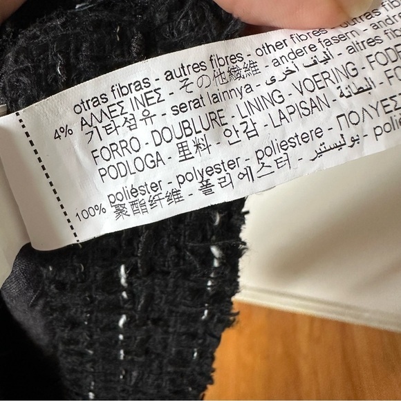 Zara Tweed Textured Buttoned Pencil Skirt In Black Size M - Picture 8 of 9